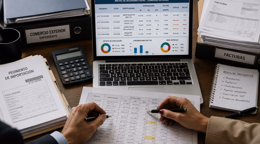 Matriz de seguridad fiscal para organizar evidencia de operaciones de comercio exterior