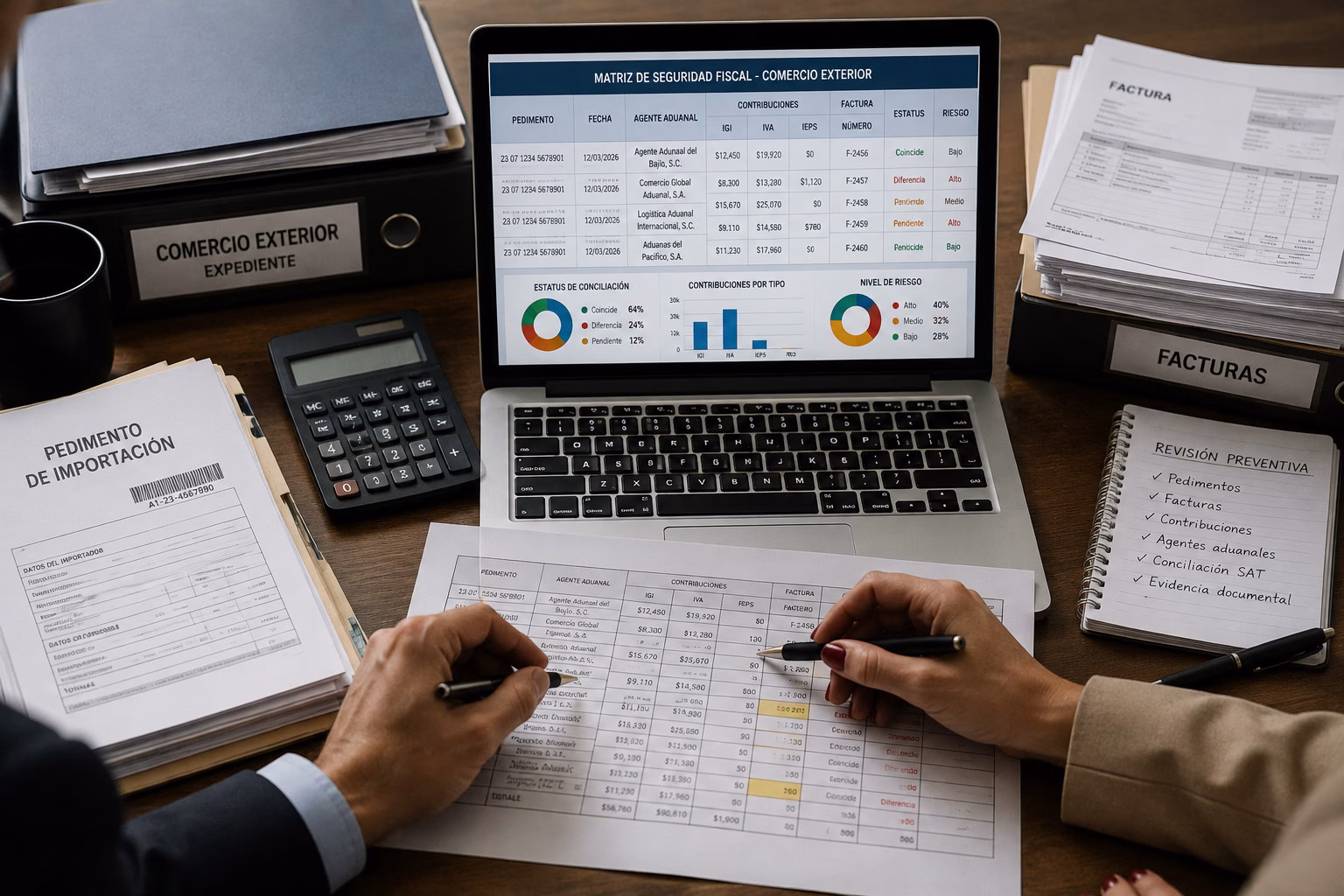 Matriz de seguridad fiscal para organizar evidencia de operaciones de comercio exterior